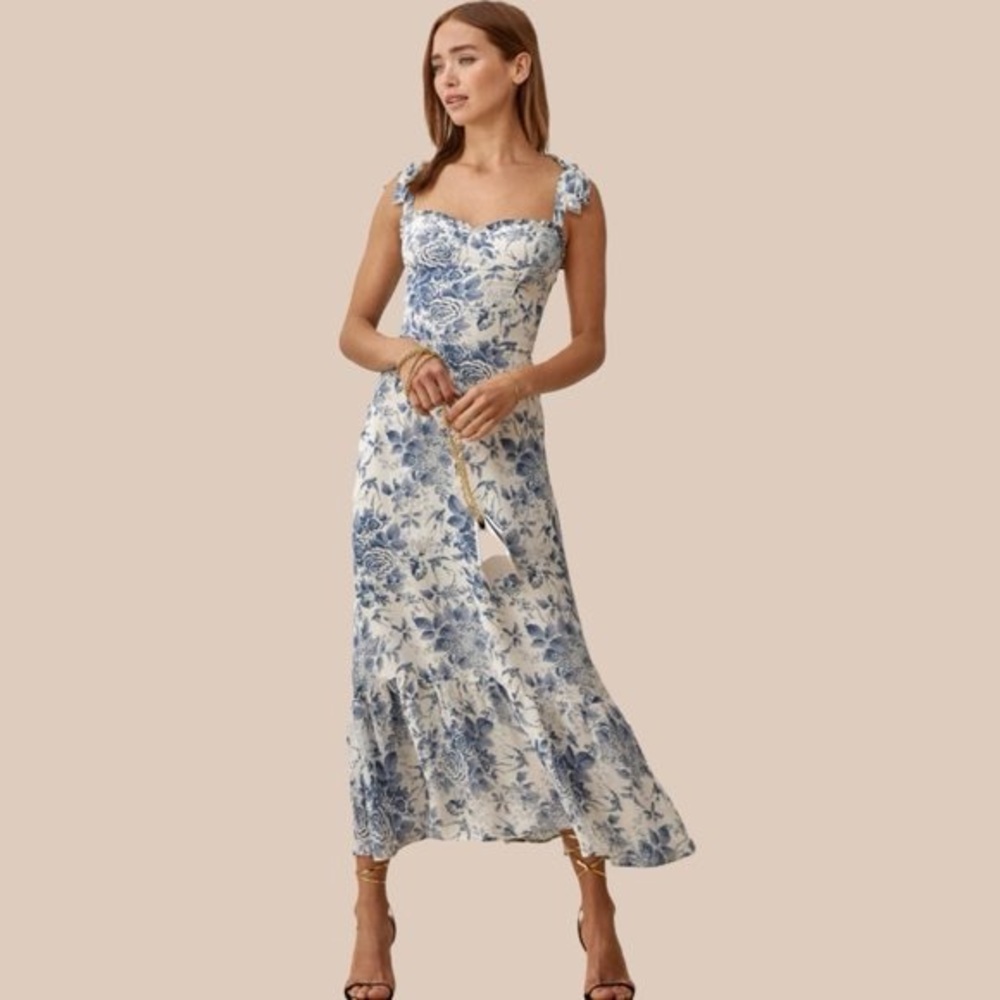 Blue and White Floral Maxi Dress